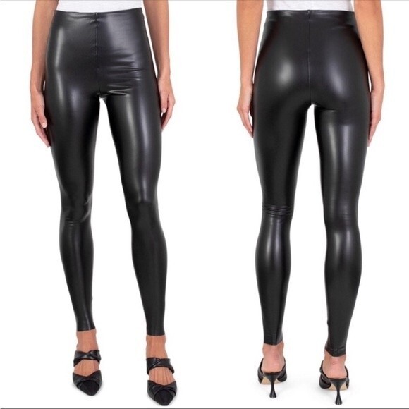 JOIE Faux leather Pull On Black leggings Size Medium - Picture 1 of 7
